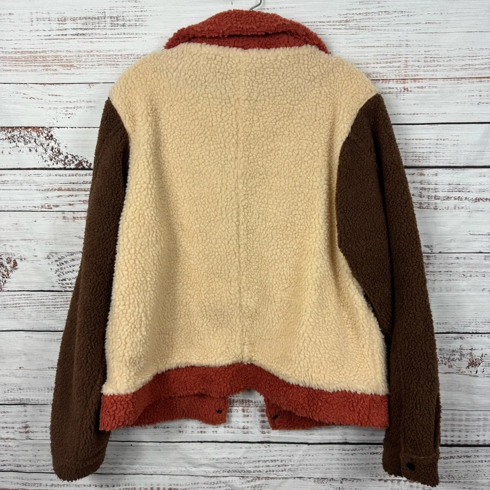 Emory Park color block teddy bear long sleeve size small popover full zip jacket